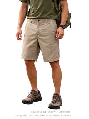 Coastal Utility Khaki Shorts Omni-Shield Stretch Hiking Outdoor W38